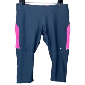 Nike Dri-Fit Filament Capri Leggings Gray Pink SZ 1X